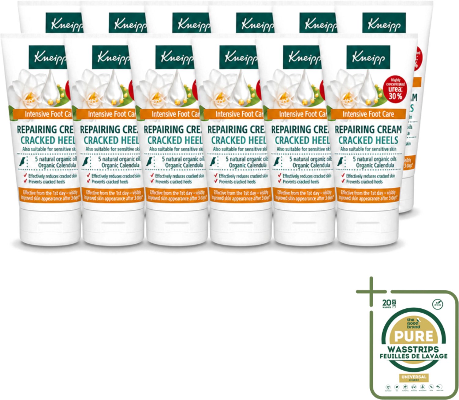 12 x Kneipp - Hielklovencrème - 30 % ureum - Geschikt voor diabetici - 50 ml - Wasstrips - Kneipp Hielklovencrème - Voetcrème - Ureum Crème - Droge Hielen - Kloven Verzorgen