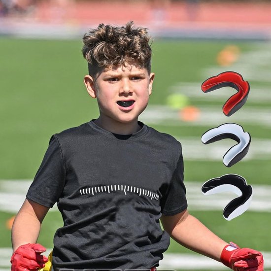 5 stuks sport mondbeschermer met koffer, kauwgomschild voor kinderen, BPA-vrije mondbeschermer voor contactsporten inclusief rugby, boksen, MMA, Taekwondo en hockey — afbeelding 4