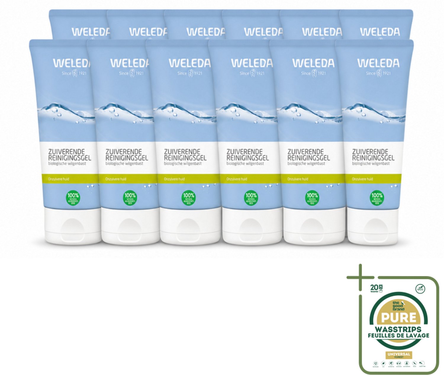 12 x WELEDA - Reinigingsgel Zuiverend - Voor onzuivere huid - 100 ml - Wasstrips - Reinigingsgel - Onzuivere Huid - Puistjes - Mee-eters - Natuurlijke Reiniging