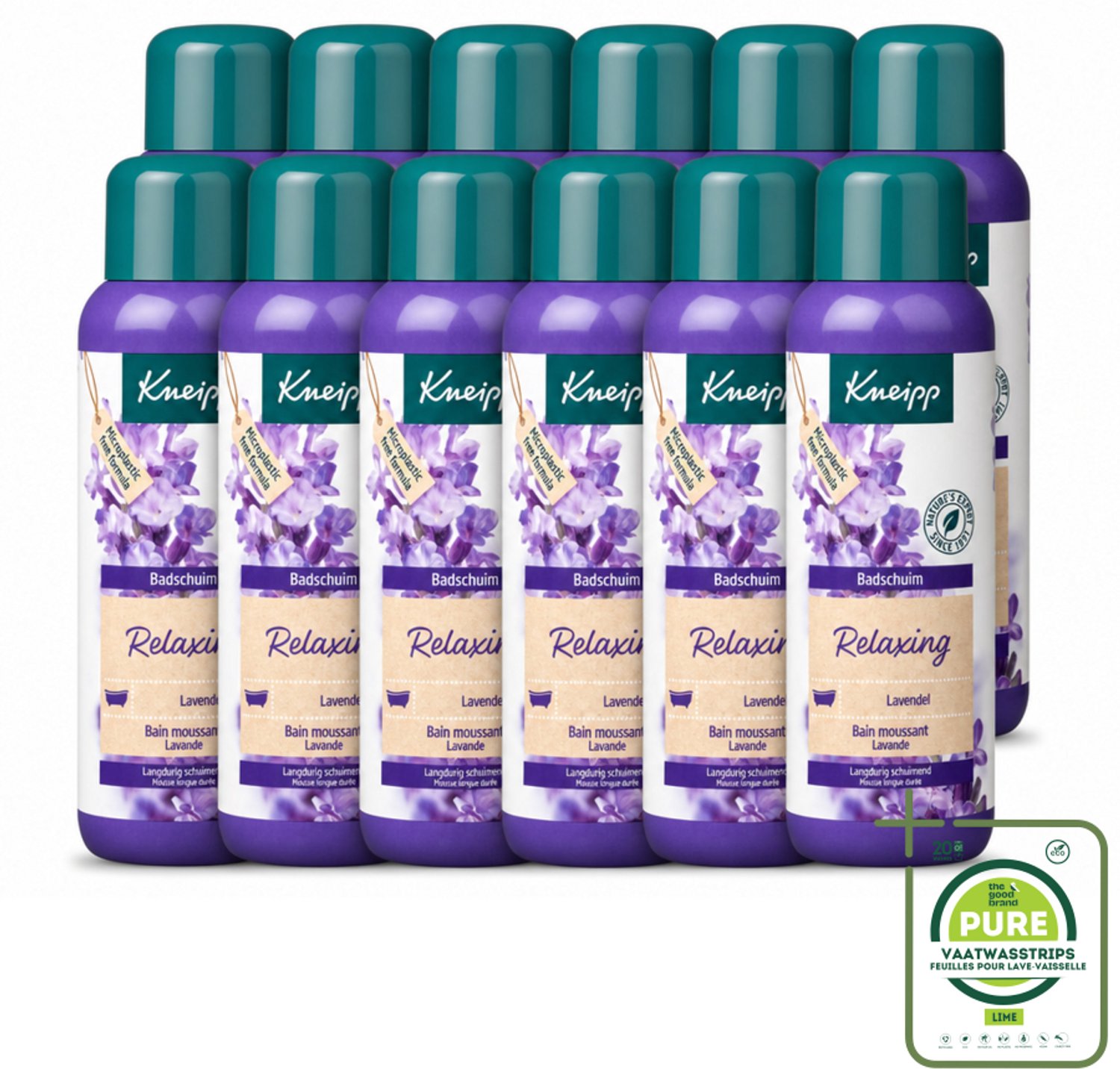 12 x Kneipp - Badschuim - Lavendel - Bloemige geur - 400 ml - Grootverpakking - Vaatwasstrips - Badshuim - Ontspanning - Lavendel - Rust - Bad