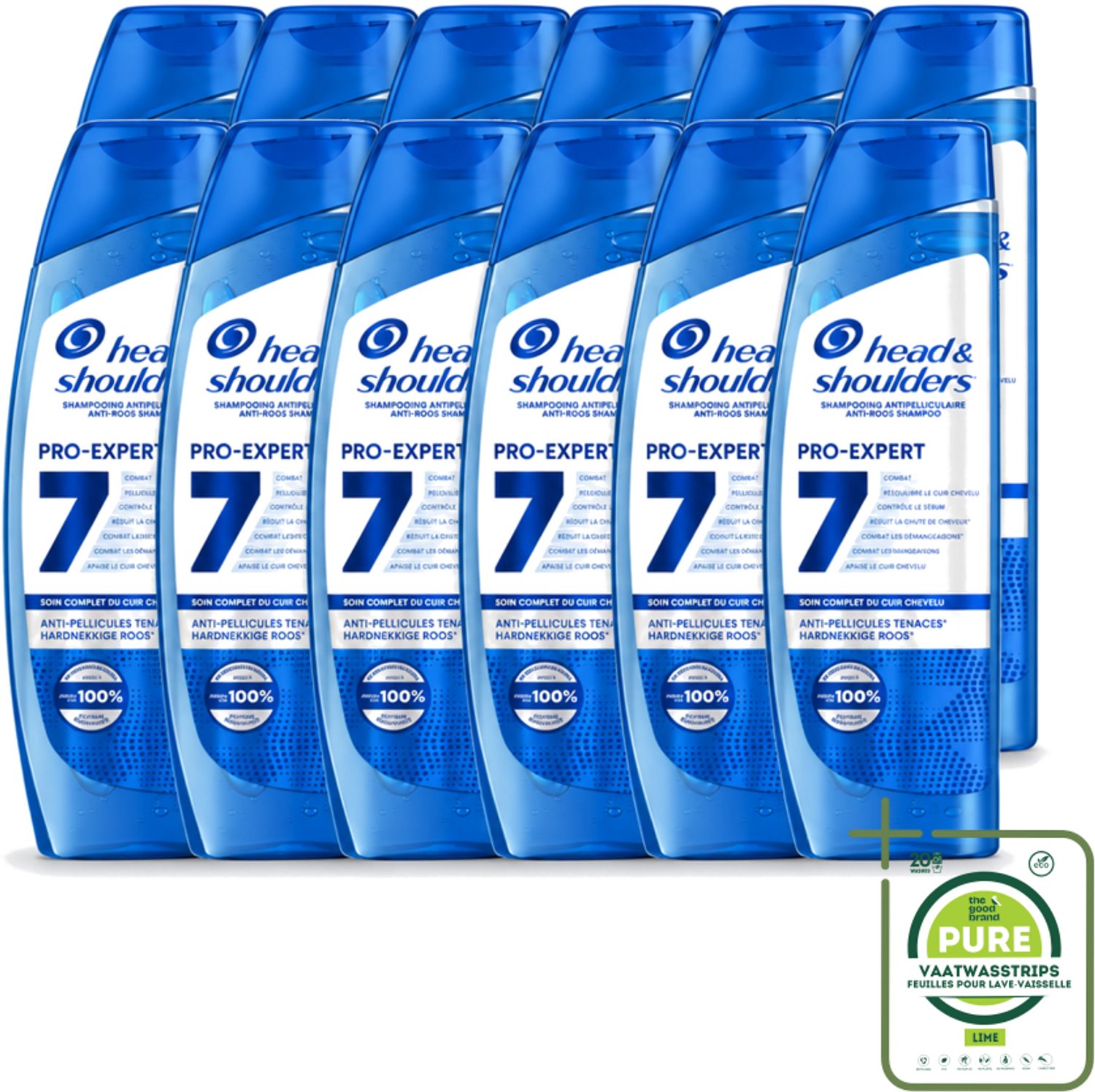 12 x Head & Shoulders - Shampoo - Pro-Expert 7 - Anti-Roos - 250 ml - Grootverpakking - Vaatwasstrips - Anti-roos Shampoo - Hoofdhuidbescherming - Tea Tree-olie - Roosbestrijding - Hoofdhuidbalans