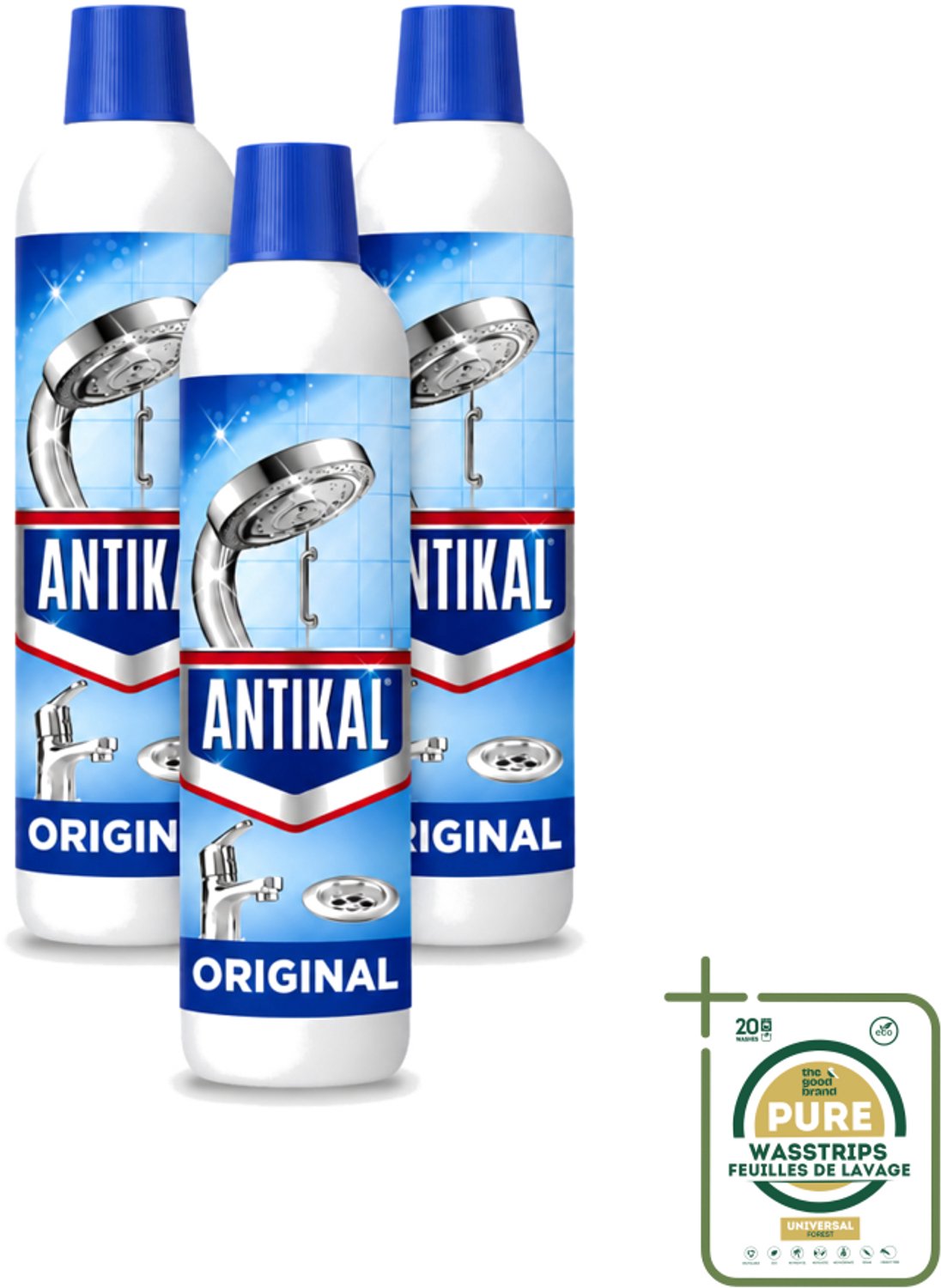 3 x Antikal Original Gel - Kalkreiniger - Extra Hechting - Diepwerkend - 750 ml - Wasstrips - Kalkreiniger - Kalk Verwijderen - Kalkaanslag Verwijderen - Kalkvrij Maken - Hard Water