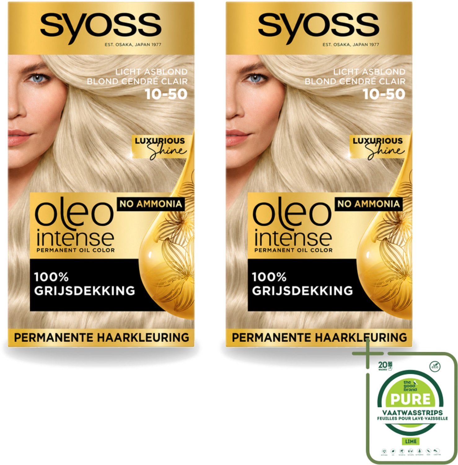 2 x SYOSS - Oleo Intense 10-50 - Haarverf - Permanente Haarkleuring - Licht Asblond - Langdurige Kleur - Grootverpakking - Vaatwasstrips - Haarkleur - Haarkleuren - Haarverzorging - Olieformule - Licht Asblond