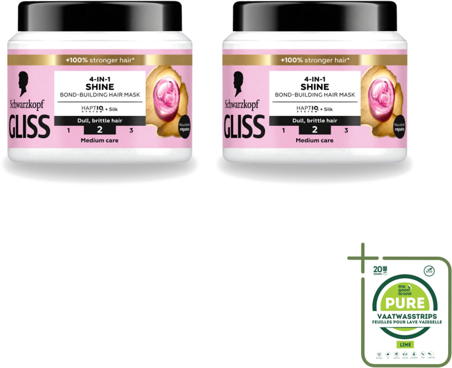 2 x Gliss - Haarmasker - 4in-1 Hair Mask - Voor Zijdezacht en Glanzend Haar - 400 ml - Grootverpakking - Vaatwasstrips - Haarmasker - Zijde - Glans - Haarherstel - Haarvoeding