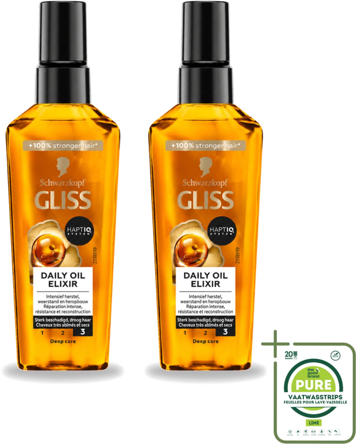 2 x Gliss - Hair Repair - Oil Elixer - Ultiem Haarherstel en Glans - Grootverpakking - Vaatwasstrips - Haarherstel - Haarbescherming - Haarvoeding - Keratine - Haarbreuk