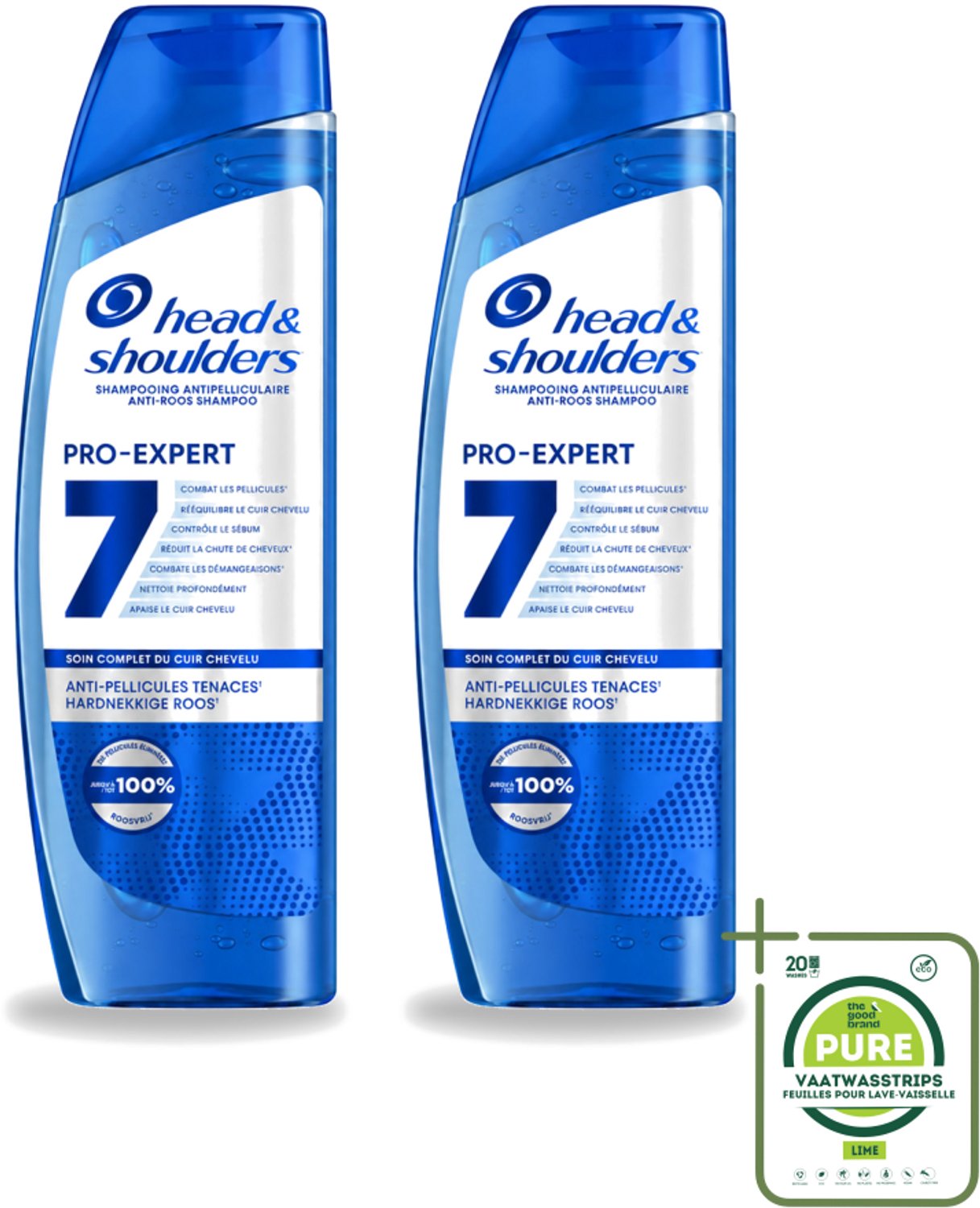 2 x Head & Shoulders - Shampoo - Pro-Expert 7 - Anti-Roos - 250 ml - Grootverpakking - Vaatwasstrips - Anti-roos Shampoo - Hoofdhuidbescherming - Tea Tree-olie - Roosbestrijding - Hoofdhuidbalans