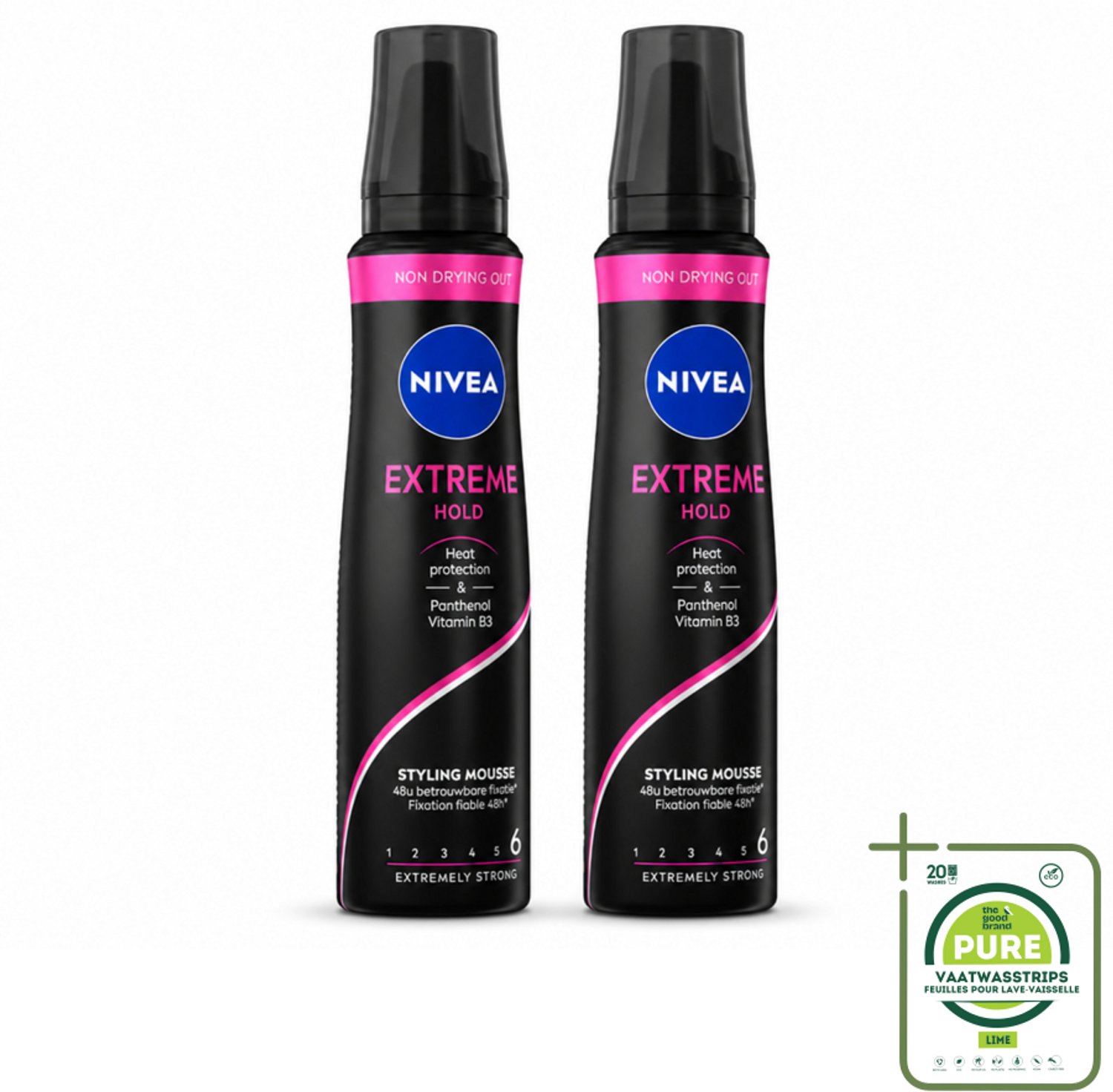 2 x NIVEA - Haarschuim - Extreme Stevigheid - 48 Uur Lang Bescherming - 150 ml - Grootverpakking - Haarmousse Extreme Hold - Haarmousse Met Panthenol - Haarmousse Met Vitamine B3 - Haarmousse Met Hittebescherming - Haarmousse Zonder Siliconen