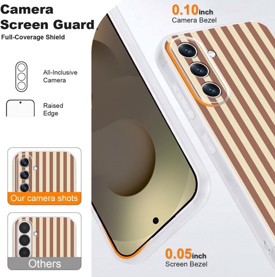 2 stuks telefoonhoesjes voor Samsung Galaxy A57 5G, esthetische strepen, strepenpatroon, motief voor vrouwen en meisjes, beschermhoes, zachte kleurrijke siliconen TPU dunne case, bruin en zwart — afbeelding 4