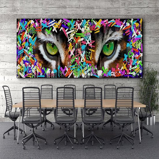Kleur Tijgeroog Graffiti Canvas Schilderij Muur Street Art Poster en Prints Foto Woonkamer Woondecoratie muurschildering 20x50cm Frameloos — afbeelding 5