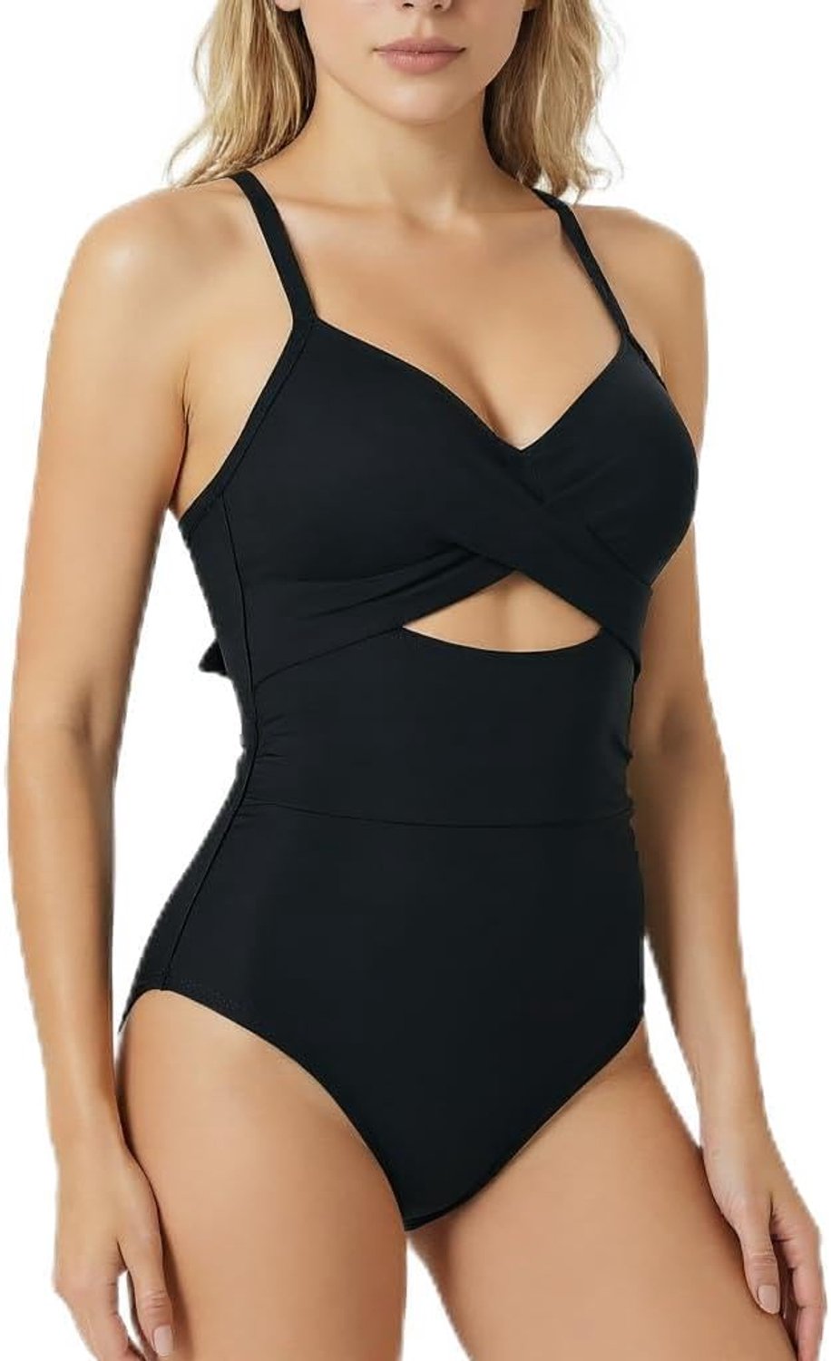 Badpak voor dames, eendelig, figuurvormend, platte buik, sexy, V-hals, push-up, gevoerd, afslankend, verstelbare monokini