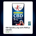 Verpakking Lucovitaal CBD Capsules met 5 mg Cannabidiol per capsule, 30 capsules.
