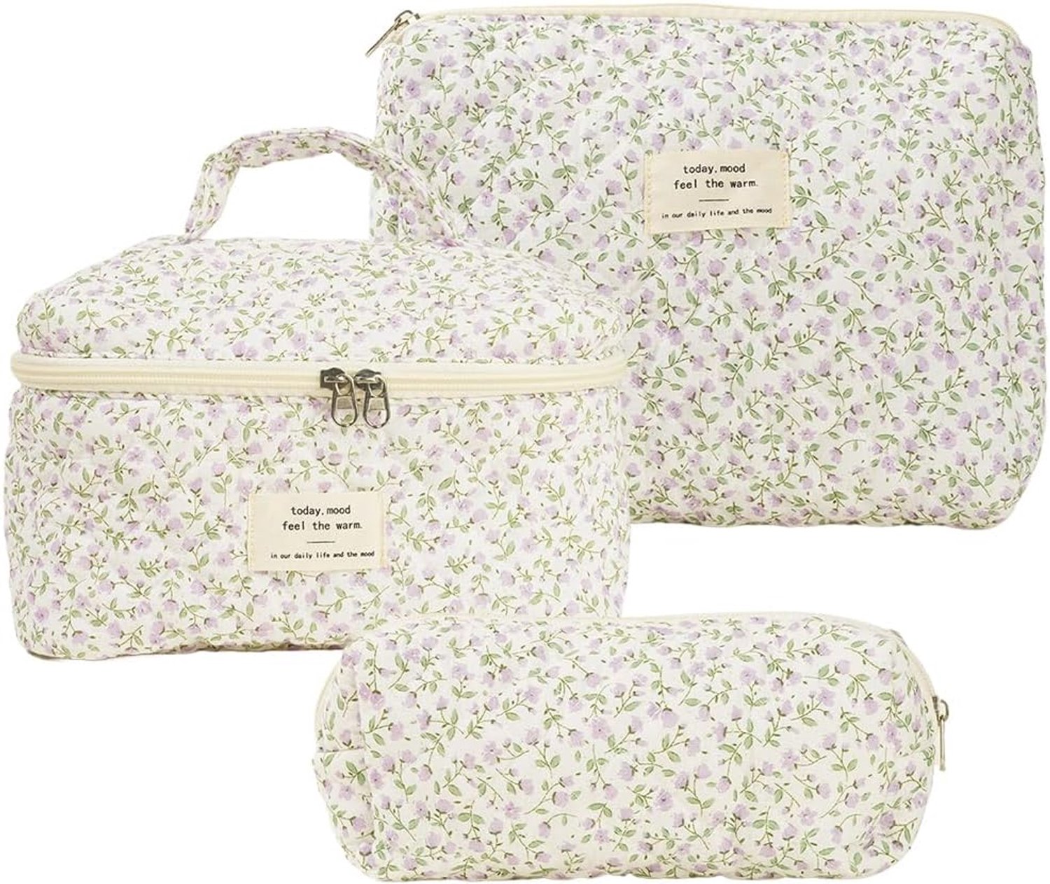 GSenhui Set van 3 make-uptasjes, esthetische coquette tas, bloemen toilettas voor dames, 3-delig setje; schattige beauty tas, groot reistas, M2