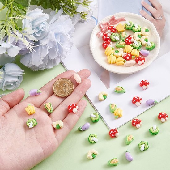 80 stuks kunsthars groenten miniatuur groenten figuren kunstmatige maïs kool paddenstoel aardappel chili groenten decoratie — afbeelding 4