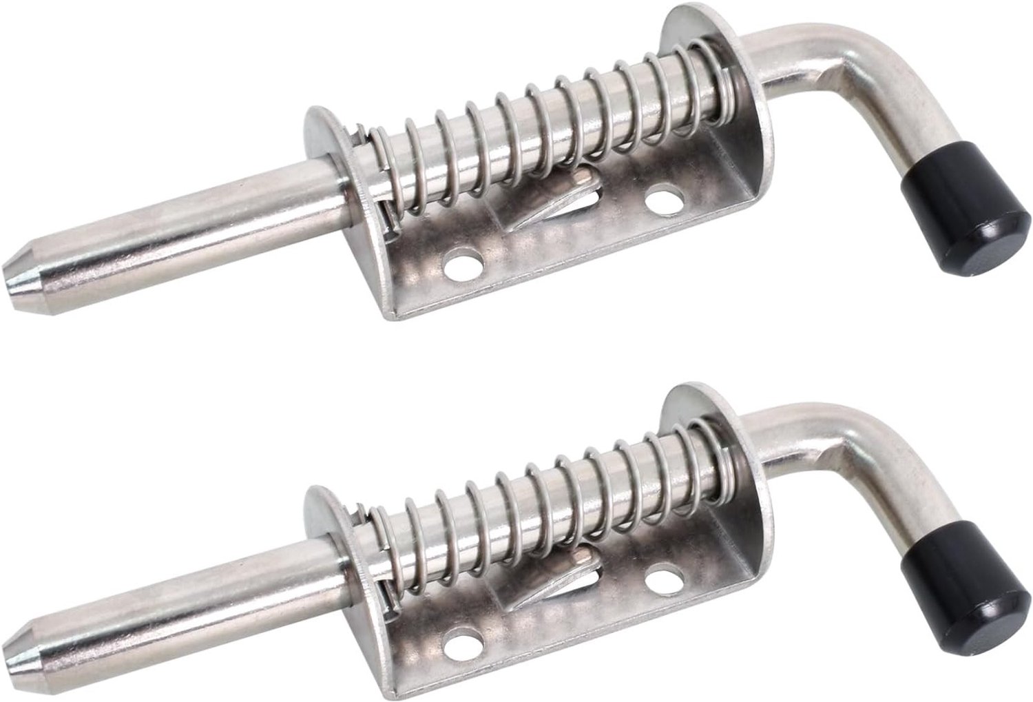 Robuuste roestvrijstalen veergrendels, tuinpoortgrendel met rubberen handvat, ideaal voor schuren, ramen en garages, 2 stuks