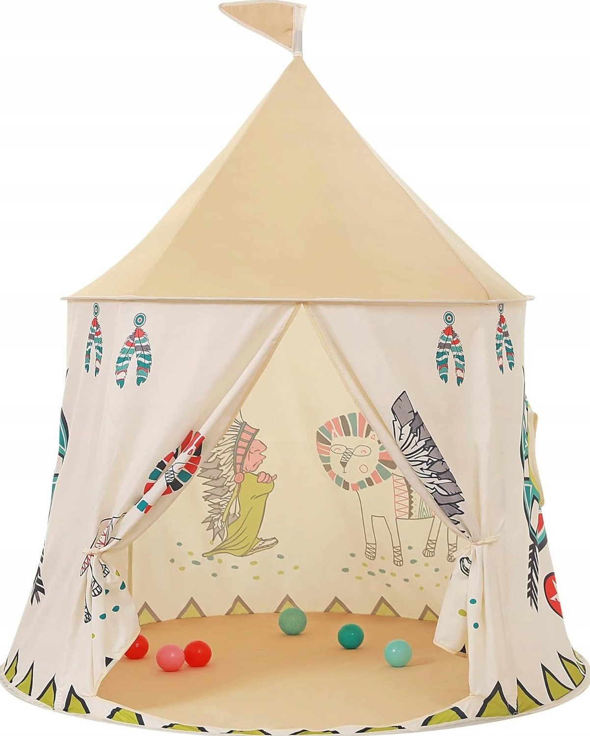 Roze Katoenen Kindertent Tipi - 116x116x123cm
