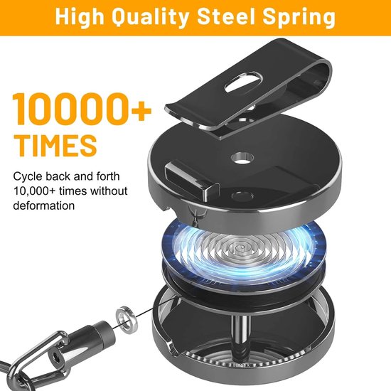 3 stuks Heavy Duty Badge Reels Intrekbare Badge Houder, Selizo Metalen Intrekbare Sleutelhanger Badge Reel ID Badge Houder Intrekbare met Riem Clip Sleutelhanger voor Sleutelnaam Kaarthouder — afbeelding 3