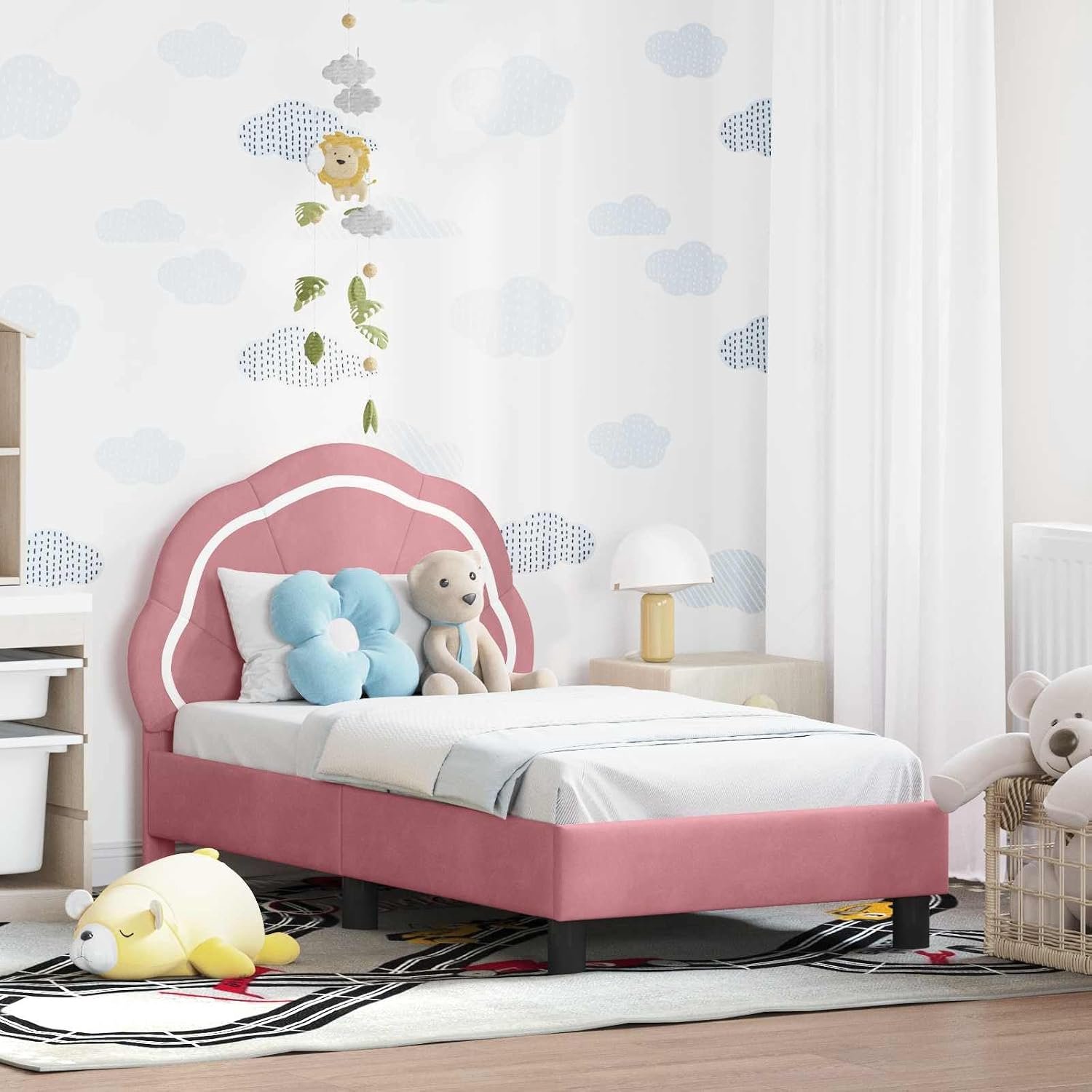 Fluwelen peuterbedframe modern minimalistisch Roze 70 x 140 cm