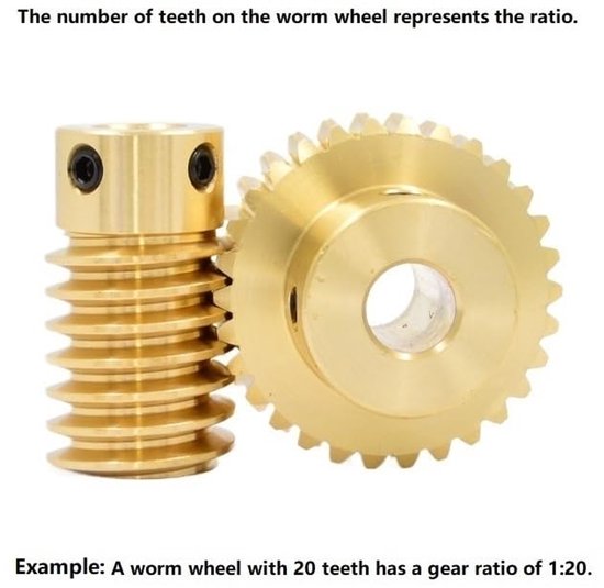 1/2 stuks wormwiel 1 module 15T/20T/25T/30T/35T/40T/50T/60T boring 5mm-12mm messing tandwiel wormas voor CNC-apparatuur(1 Module 25T Bore 8mm) — afbeelding 4
