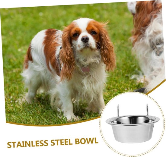 2stuks Rvs Hangende Huisdieren Voedsel Waterkom Multi-functionele Antilekbowl Voor Katten Honden Duurzaam Eenvoudig Te Reinigen Voor Kooi of Hondenbench — afbeelding 5