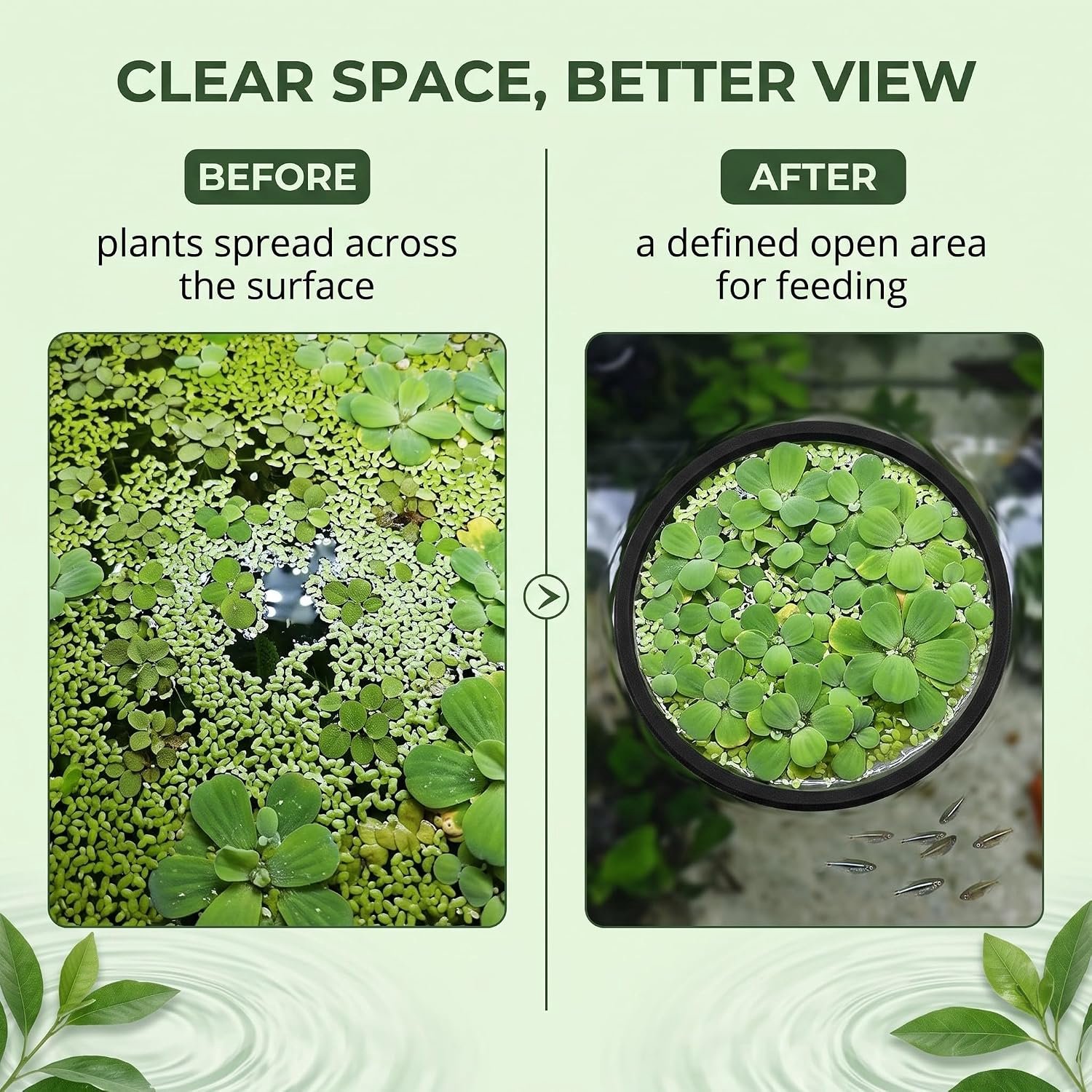 Set van 7 drijvende ringen voor aquariumplanten, rond, zwart, met 5 diameters (21-9 cm), beschermende barrière voor drijvende planten, kit voor aquascaping en visglasafscheiding