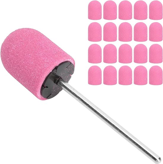 Lyrlody Nagelschuurband, Boor Nail Art Polijsten Schuurdop Set met Fijn Schuurpapier voor Glas Kunststof Metaal Steen Keramische Tegels 10x15mm (PINK) — afbeelding 4