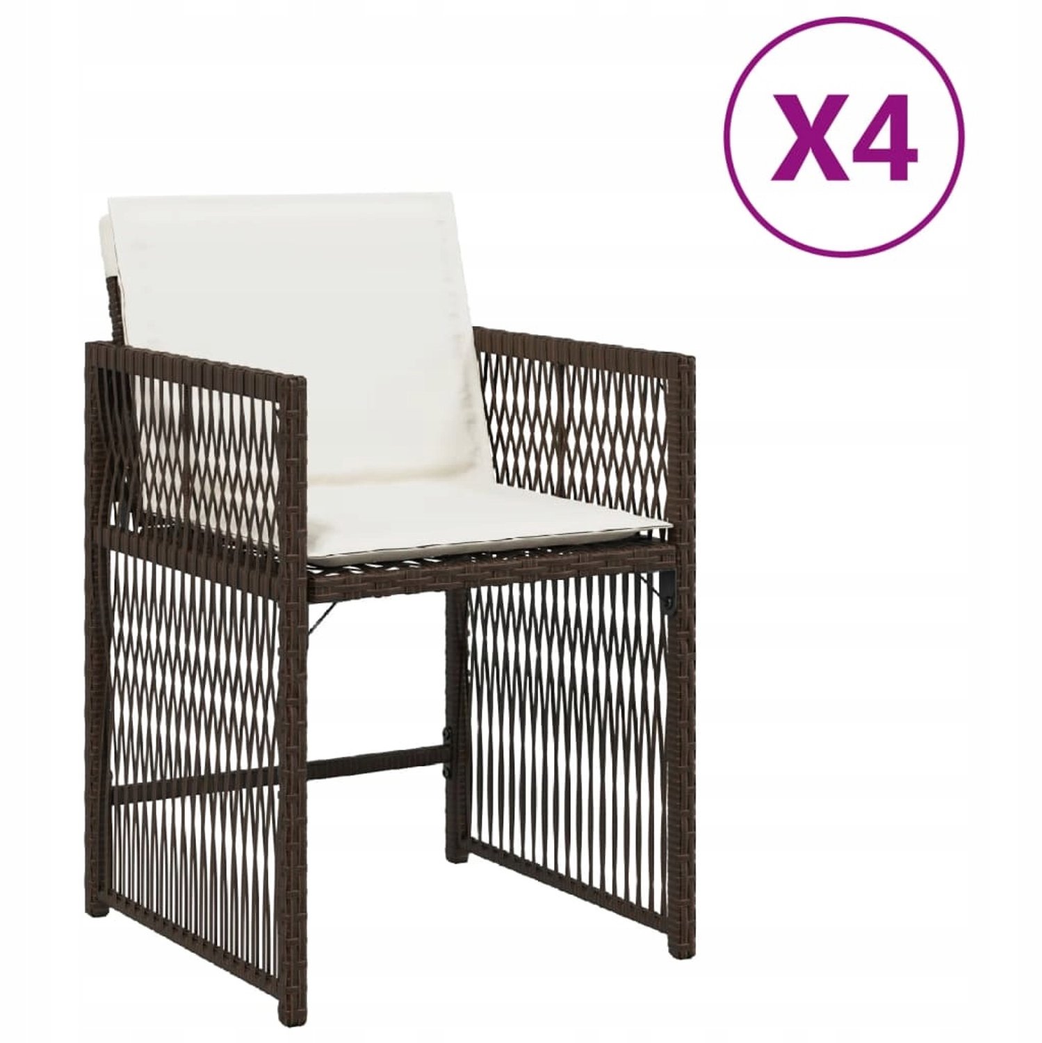 4x Tuinstoelen met Kussens - Rotan Stijl, Opvouwbaar