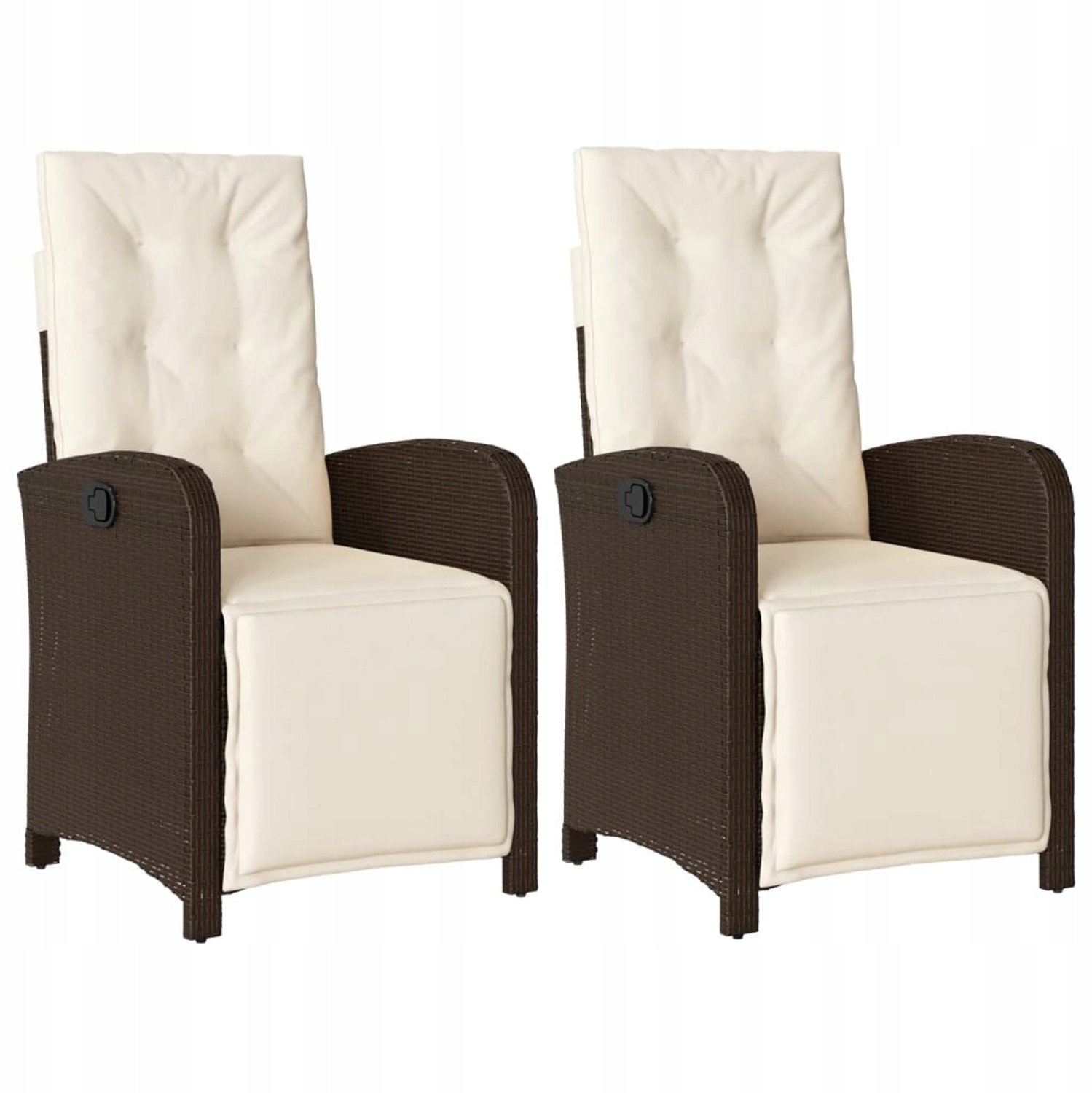 2x Verstelbare Loungestoel Tuinstoel met Kussens - Polyrattan