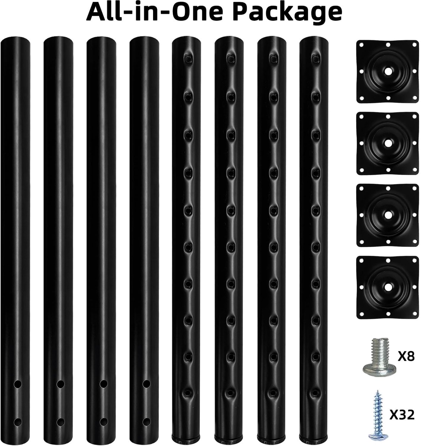 QLLY Verstelbare metalen tafelpoot, 24-40 inch, 60-100 cm, thuiskantoor doe-het-zelf bureaubeen, meubels beenset (4, zwart)