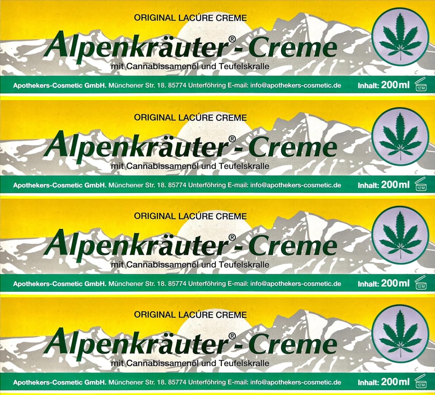 Lacure Alpine kruidencrème, 200 ml, 4 stuks - ShopVlot