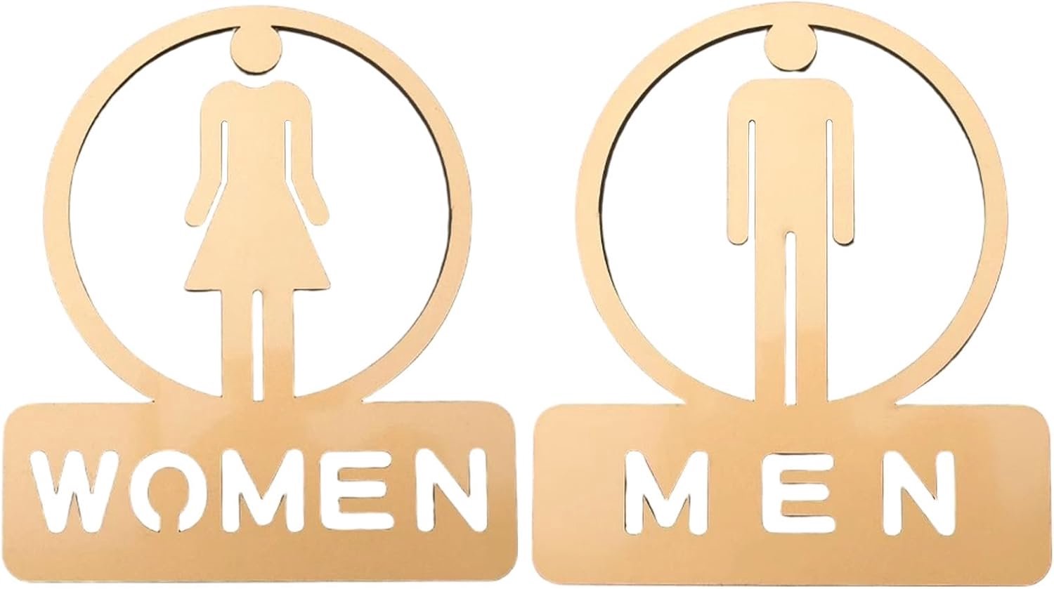 Happyyami 2 stuks gouden toiletborden - acryl badkamerborden met zelfklevende figuren voor mannen en vrouwen, symbooldecoratie voor toiletdeuren in openbare ruimtes
