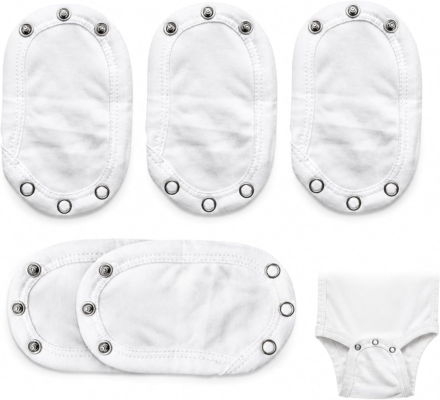 Bodyverlenging baby, universeel, 5 stuks, 9 mm drukknoop, katoen voor romper en body, kruisverlenging van elastaan