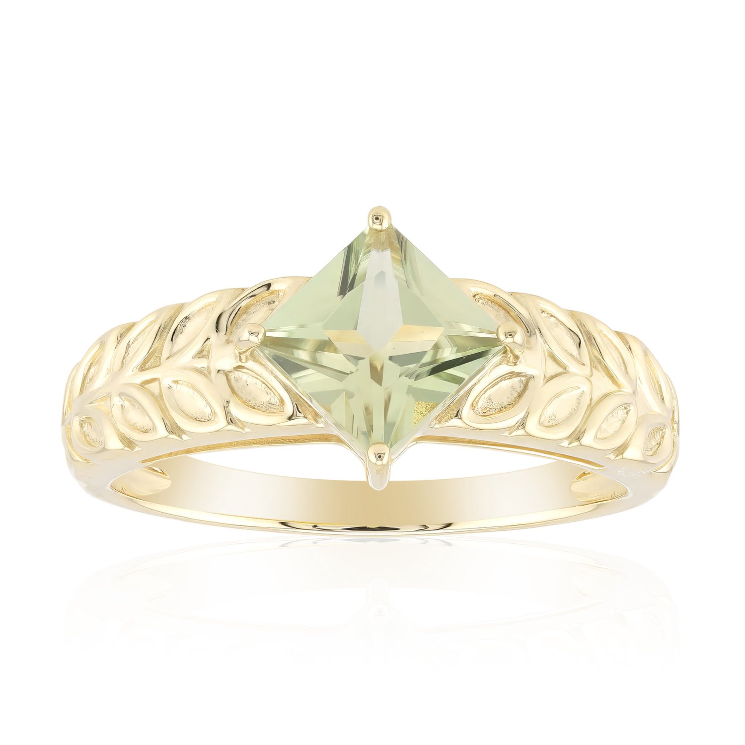 Cavill - Geelgouden Ring 375 - 1,02 ct Kleurveranderende Diaspoor - Princess Geslepen Vierkant - Elegante Handgemaakte Sieraad