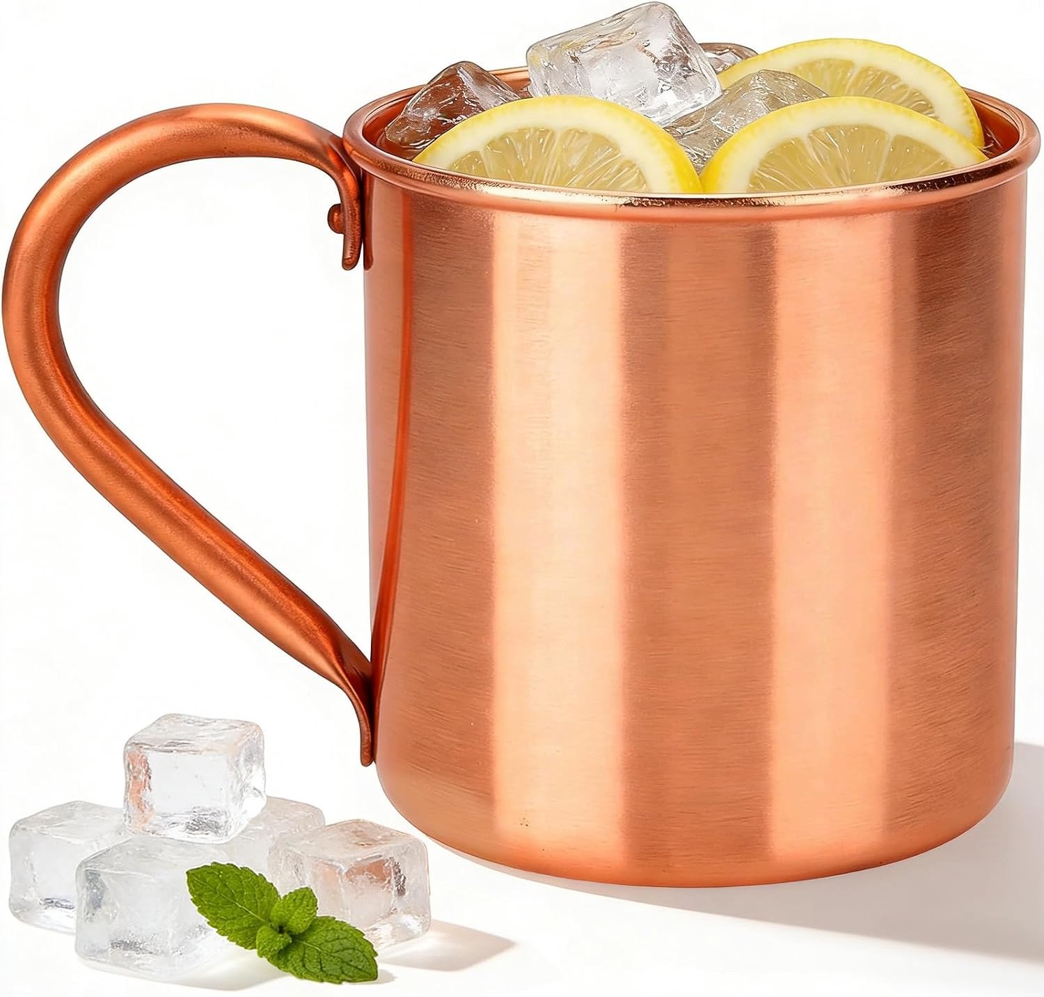 Moscow Mule mok van puur koper, zonder binnenvoering, inhoud 450 ml, robuust materiaal, koperen beker voor cocktails, koffie, bier, melk en water, keuken, camping