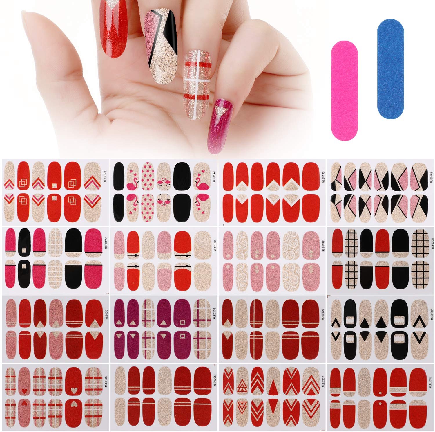 MWOOT 16 vellen nagelstickers,Red