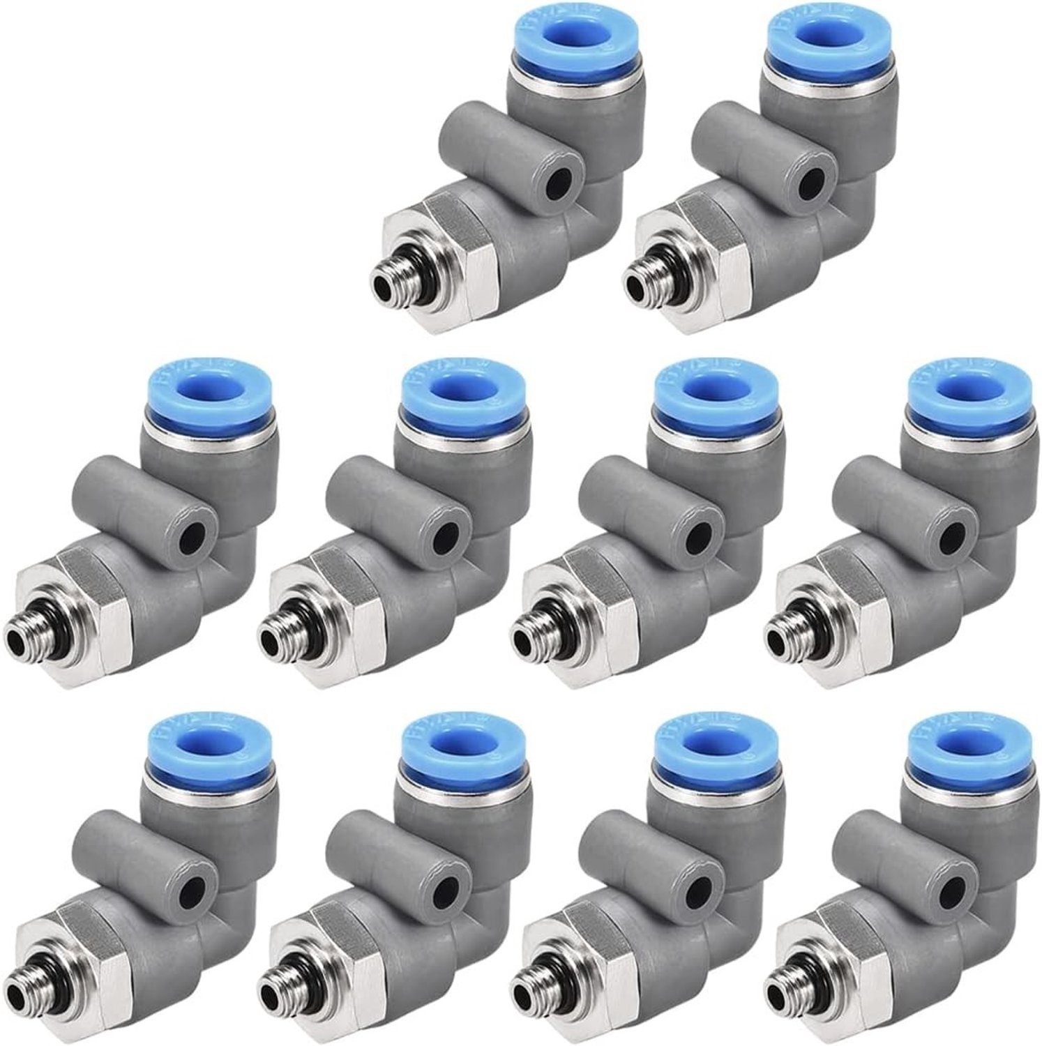 Elbow Sliders voor Luchtverbindingen, Bandenconnector, Snelle Koppeling en Slangverbinder (6mm OD x M5 Draad, Grijs)