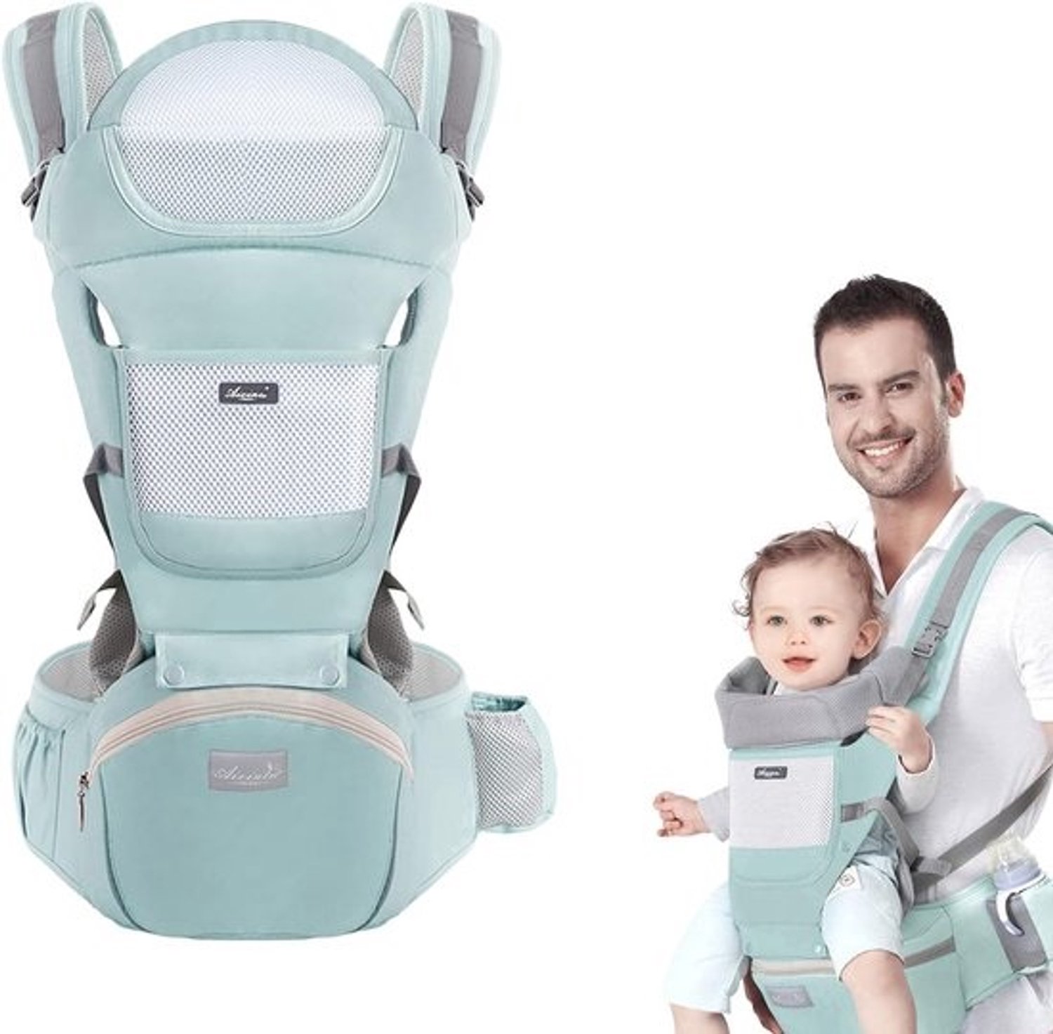 Multifunctionele 9-in-1 draagzak met zitje - Voor baby’s en peuters - 0-18 kg