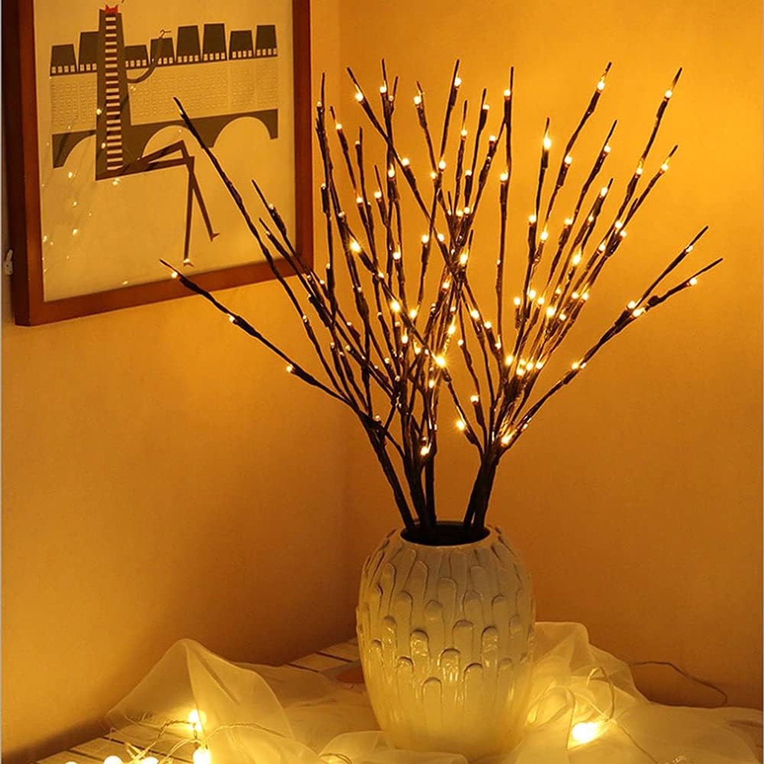 Led-lamp met 5 lampen - Wit - 70 cm Hoog - Waterdichte Kunsttak voor Binnen- en Buitendecoratie