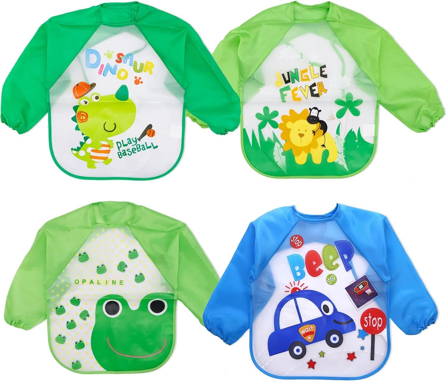 Kinderschort met Mouwen - Waterdicht - Dinosaurussen, Kikker, Leeuw, Auto - Eenvoudig Schoon te Maken - ShopVlot