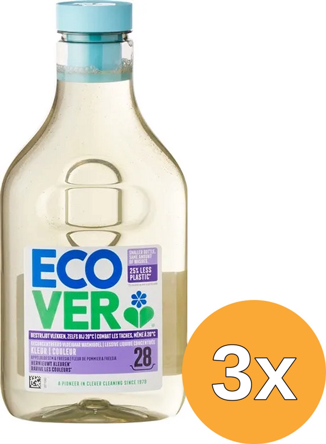 3x Ecover Wasmiddel Vloeibaar Color (1000 ml)