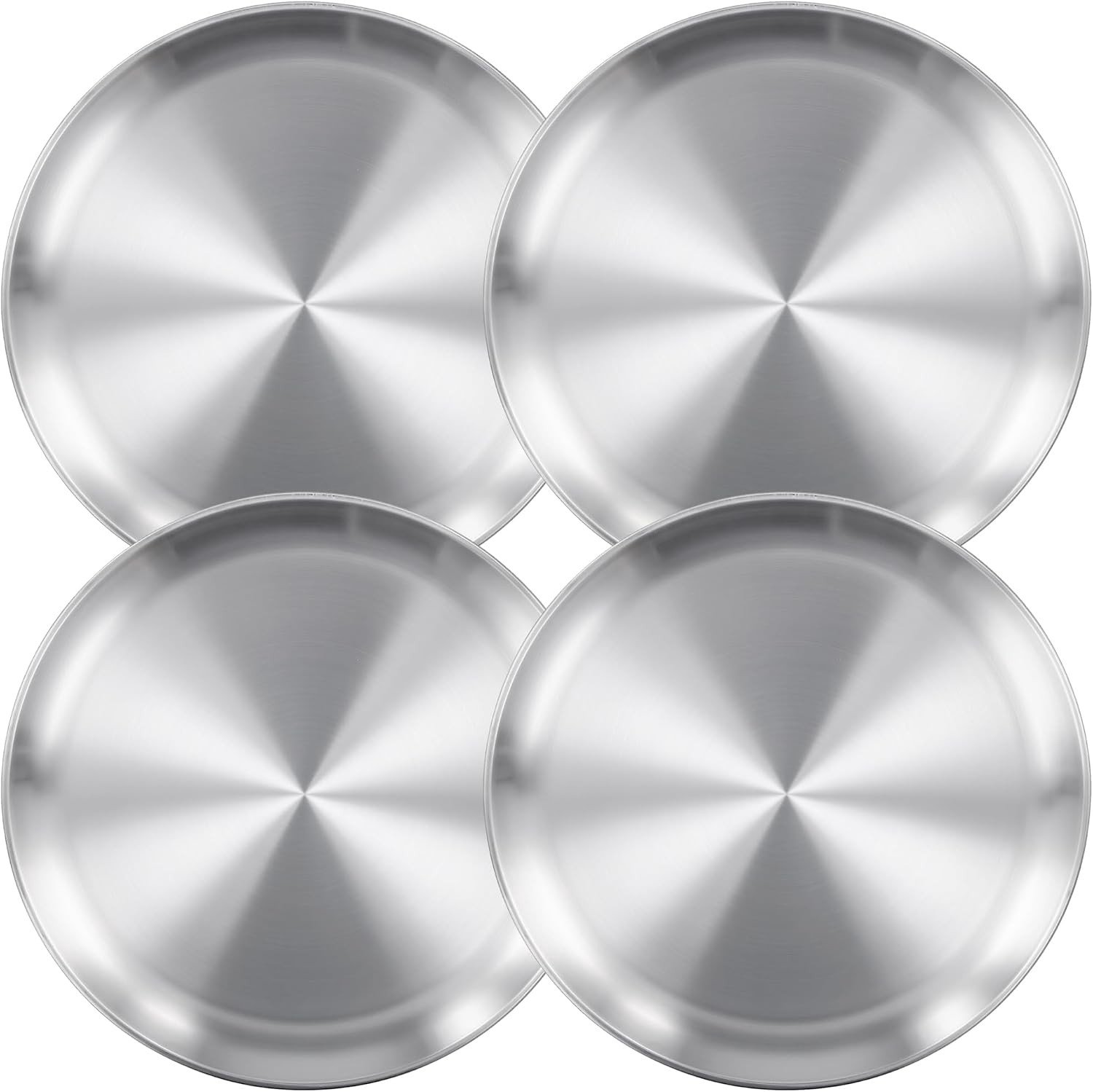 Ronde roestvrijstalen pizzaplaat set van 4, 30 cm, vaatwasmachinebestendig, ideaal voor oven en kamperen