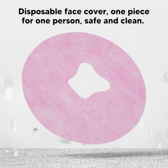 100 stuks wegwerp gezicht cradle covers hoofdsteun covers voor massagetafel of gezichtsbed, waxen bed, kuuroorden (gezicht wieghoezen) roze — afbeelding 3