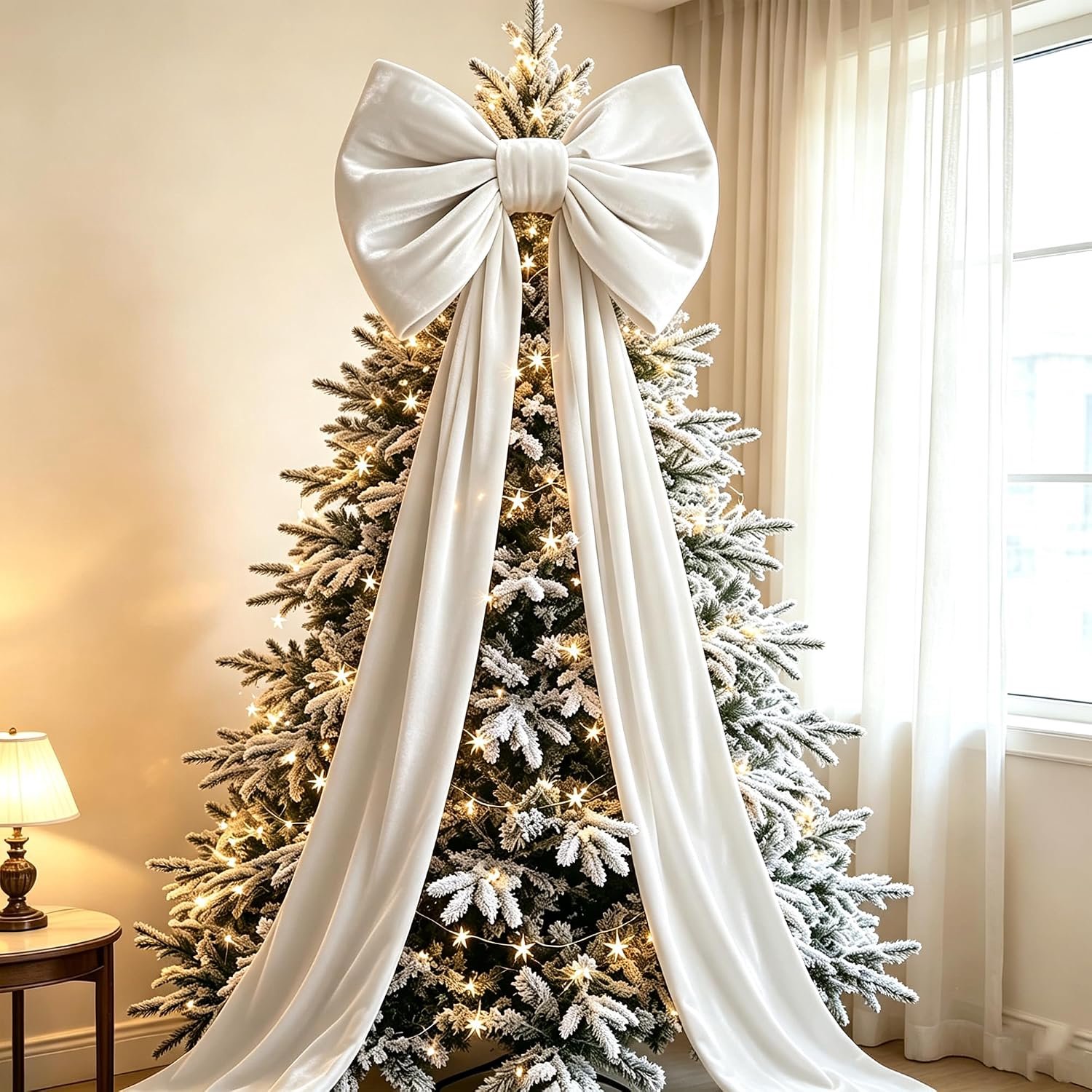 kerstboom Topper , 200CM Giant Velvet kerstboom strikken