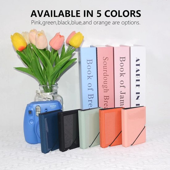 2 stuks mini-fotoalbum met 28 vakken voor Fujifilm Instax Mini 12 11 99 90 40 9 8 7 EVO LiPlay 2x3 inch foto's films, Kpop fotokaarthouder albums voor 54x86mm foto's (oranje) — afbeelding 4