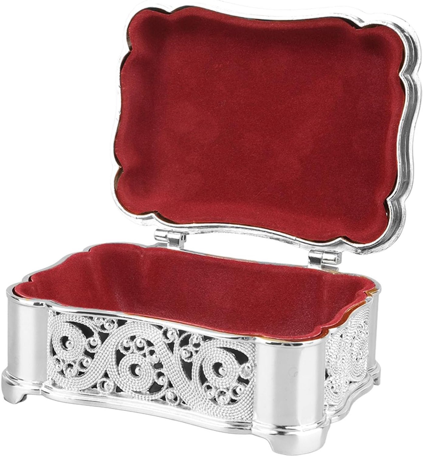 Annadue Vintage Legering Metalen Sieraden Opbergdoos, Kleine Schatkist Opbergdoos Trinket Organizer voor Oorbellen, Ketting, Armband, Ring, Duurzaam met Zacht Fluwelen Interieur, Ideaal Cadeau voor