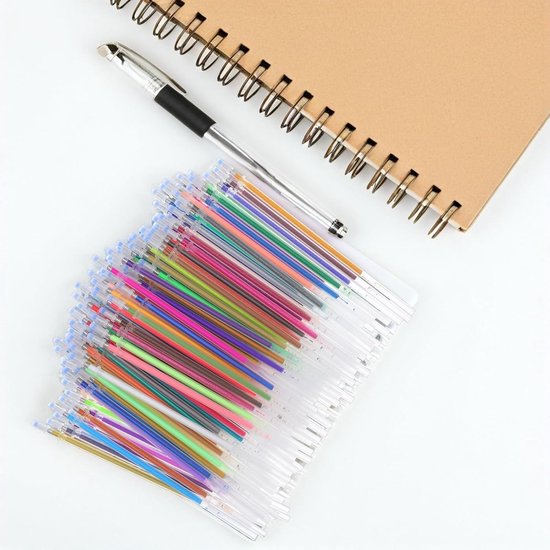 120 stuks kleurrijke gelpenvullingen, veelkleurige peninktvullingen, inclusief metallic pastel glitter neon kleurtypen voor het kleuren van scrapbooking, tekeningen, 0,8 mm — afbeelding 5