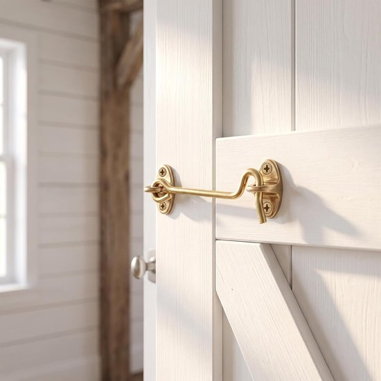 2 Stuks Messing Oogsluiting Zware Beveiliging voor Privacy Geschikt voor Schuifdeuren Schuren Hekken Ramen Landelijke Stijl met Vintage Messing Afwerking — afbeelding 3