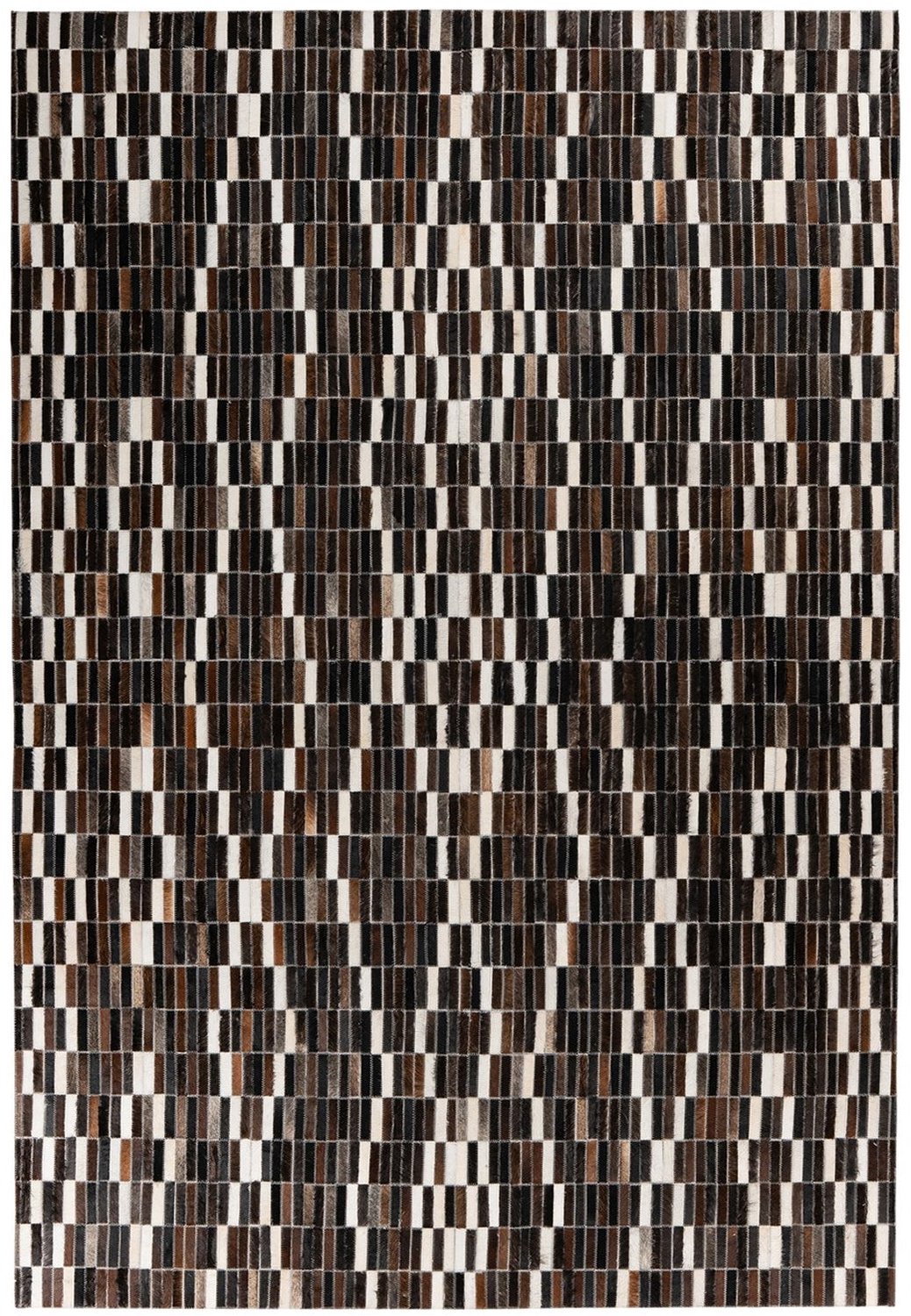 Dutch XXL Leren Vloerkleed | Tapijt | Lavin | Blokken | Zwart/Wit | 80x150 cm Zwart / Wit