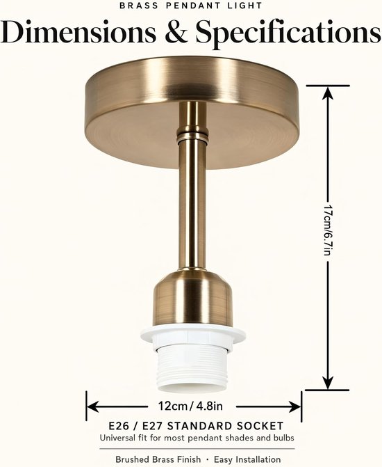 Vintage hanglamp messing E27 - hanglamp — afbeelding 5