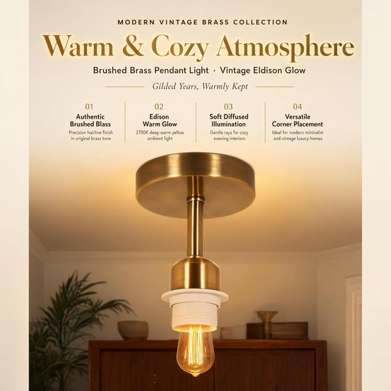 Vintage hanglamp messing E27 - hanglamp — afbeelding 3
