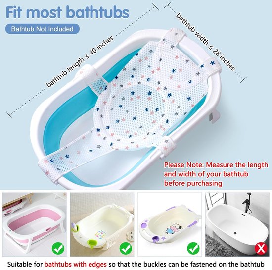 1 Stuk - Badnet voor baby's - Babybadsteun - Veilig baden - Antislip en ademend gaas - 30 x 21 x 4 cm - Wit — afbeelding 2